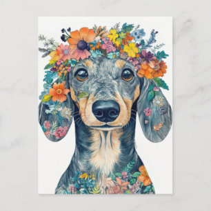 Cartão Postal de Dachshund em Aquarela