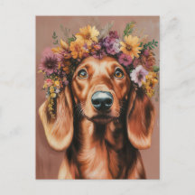 Cartão postal de dachshund em aquarela