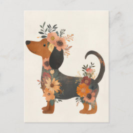 Cartão postal de dachshund em aquarela