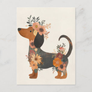 Cartão postal de dachshund em aquarela
