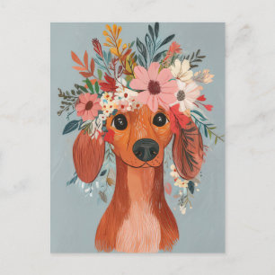 Cartão Postal de Dachshund em Aquarela