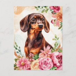 Cartão Postal de Dachshund em Aquarela