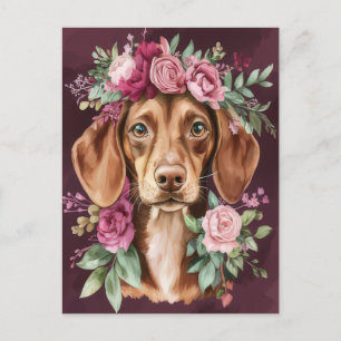 Cartão postal de dachshund em aquarela