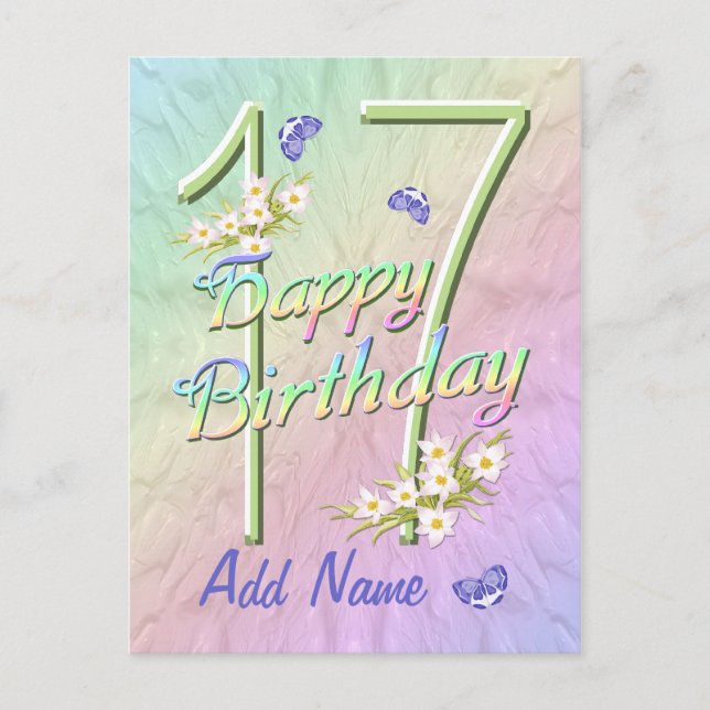 Cartão postal de dança da borboleta de 17º anivers (Frente)