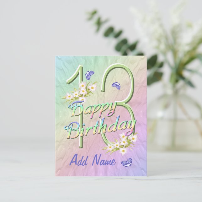 Cartão postal de dança de borboleta de 13 Birthday (Em pé/Frente)