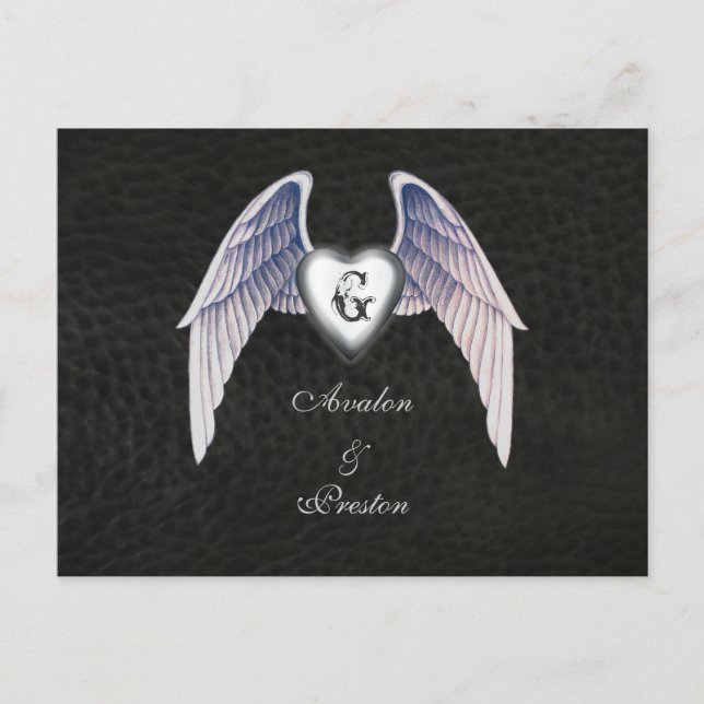 Cartão postal de data de casamento com coração de  (Frente)