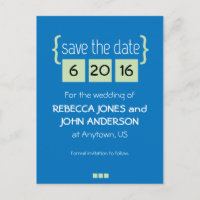 Cartão postal de data de casamento em verde menta 