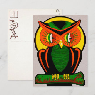 Cartão postal de decoração de coruja de vintage