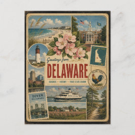 Cartão postal de Delaware com estilo vintage autên