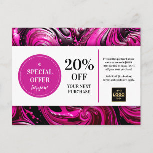 Cartão postal de desconto do cupom preto magenta c