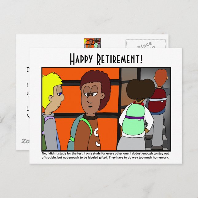 Cartão Postal de Desenho Animado de Crianças Super (Frente/Verso)