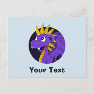 Cartão postal de desenho animado de dragão roxo