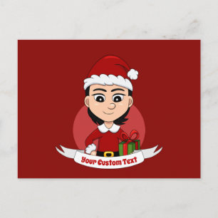 cartão postal de desenho animado de Natal menina