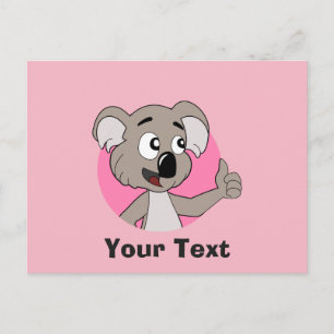 Cartão postal de desenho animado de urso koala