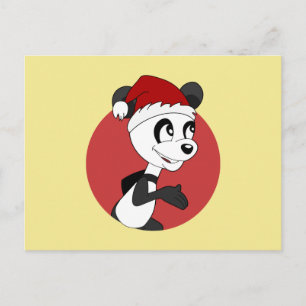 Cartão postal de desenho de Natal com panda fofo