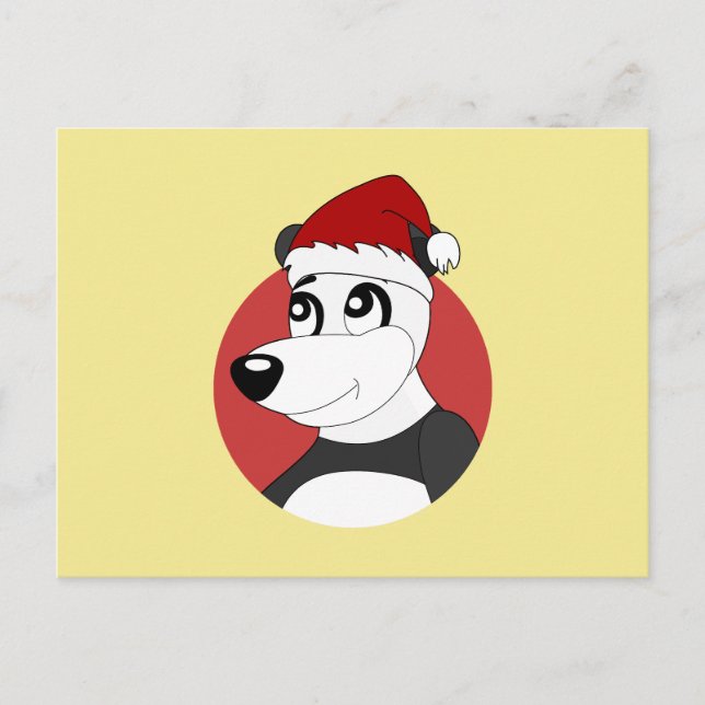 Cartão postal de desenho de Natal com panda fofo (Frente)