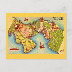 Cartão postal de desenho do mapa do Panamá