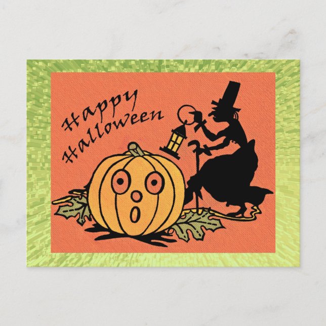 Cartão postal de Design de Vintage Halloween (Frente)