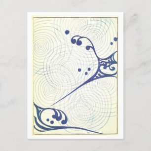 Cartão postal de design japonês abstrato azul