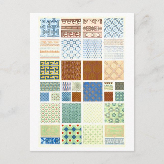 Cartão postal de Designs de Tecidos Geométrico Vin (Frente)