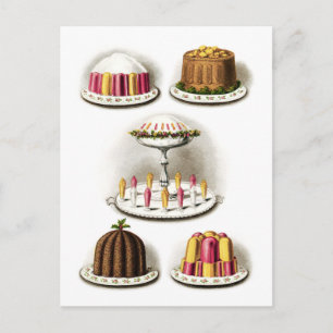 Cartão postal de Desserts Vintage e Produtos Emba