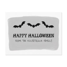 Cartão postal de Dia das Bruxas com Bats de Aquare