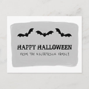 Cartão postal de Dia das Bruxas com Bats de Aquare