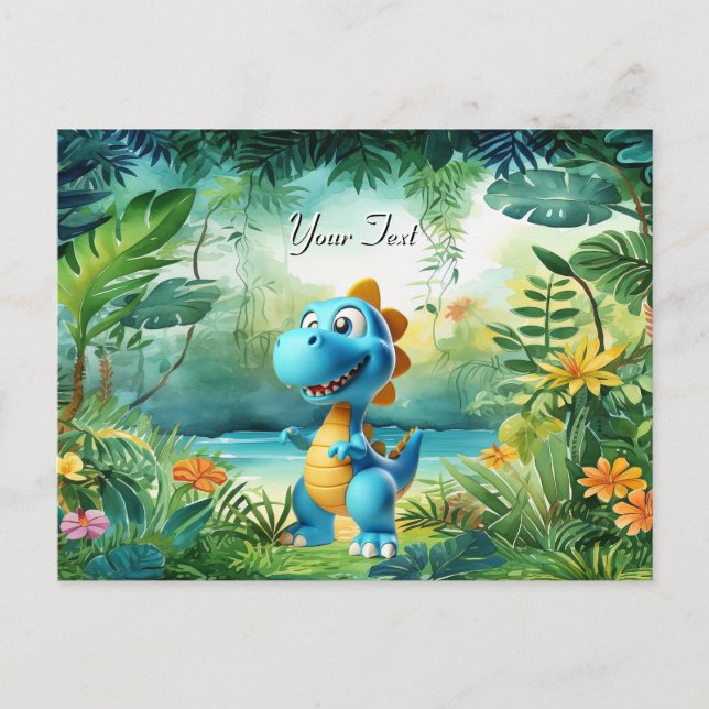 Cartão postal de dinossauro fofo (Frente)