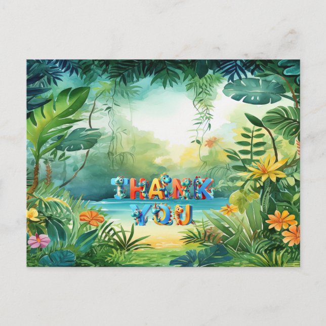 Cartão postal de dinossauro fofo (Frente)