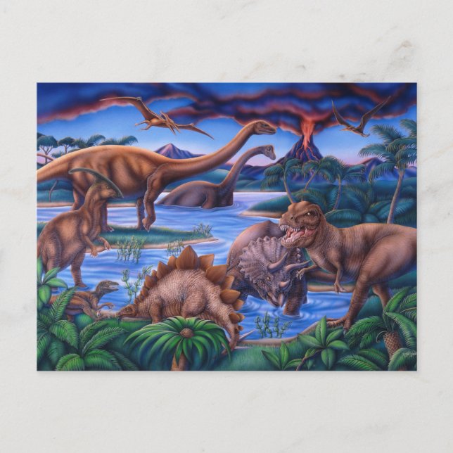 Cartão postal de dinossauros (Frente)