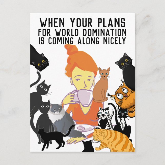 CARTÃO POSTAL DE DOMINAÇÃO MUNDIAL DE CAT MOM (Frente)