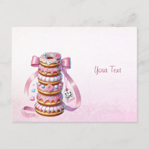 Cartão postal de Donuts com Purpurina e Fita Rosa