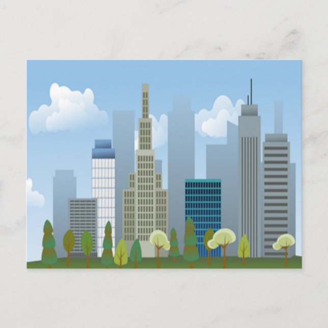 Cartão postal de edifícios da cidade (Frente)