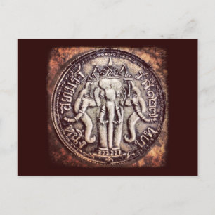 Cartão postal de elefante Baht-Tailândia