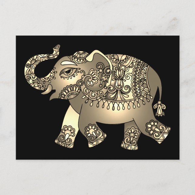 cartão postal de elefante ornamental (Frente)