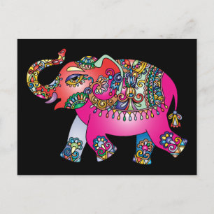 cartão postal de elefante ornamental