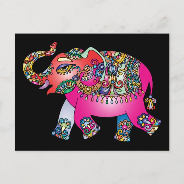 cartão postal de elefante ornamental (Frente)