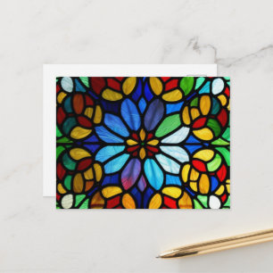 Cartão postal de Elegância Floral de Vidro Estampa
