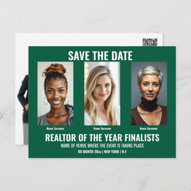 Cartão postal de empresa modelo 5 foto DIY verde (Frente/Verso)