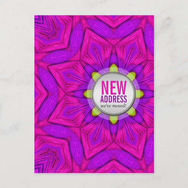 Cartão postal de endereço novo rosa moderno (Frente)