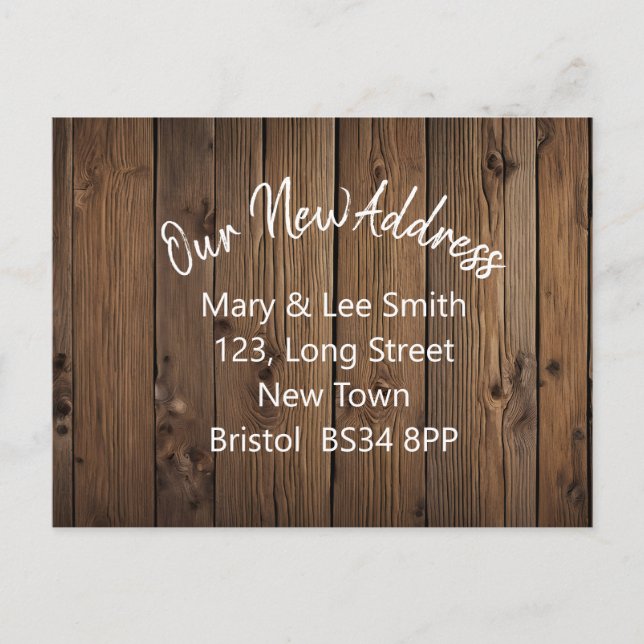 cartão postal de endereço rústico novo (Frente)