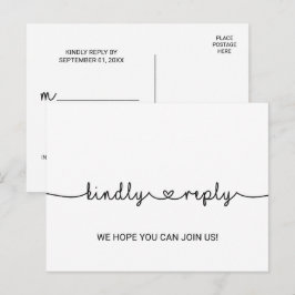 Cartão-postal de escolha do menu Love Hearts RSVP