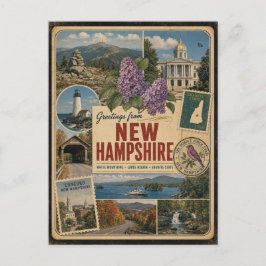 Cartão postal de estilo vintage autêntico de New H