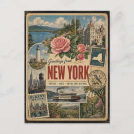 Cartão postal de estilo vintage autêntico de Nova 