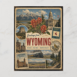 Cartão postal de estilo vintage autêntico de Wyomi