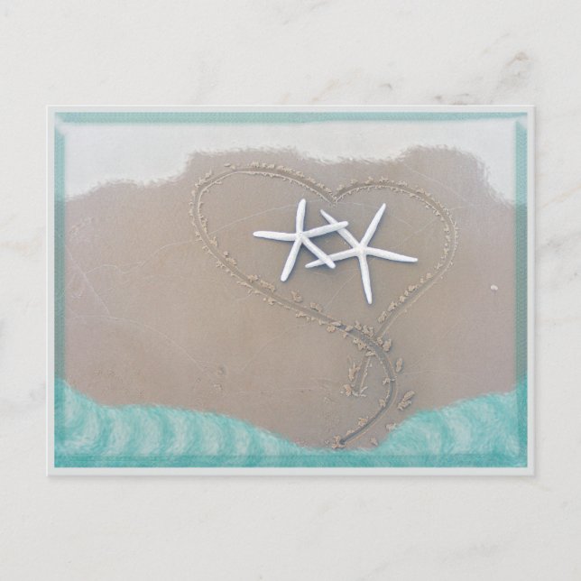 Cartão postal de estrelas-do-mar no coração (Frente)
