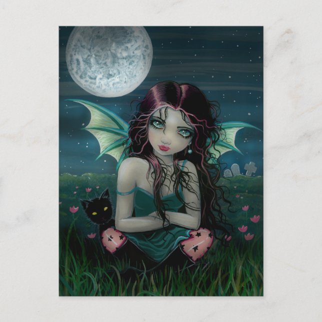 Cartão Postal de Fada Vampira Docemente Sinistro (Frente)