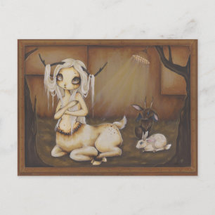 Cartão postal de fantasia gótica de menina cervo z