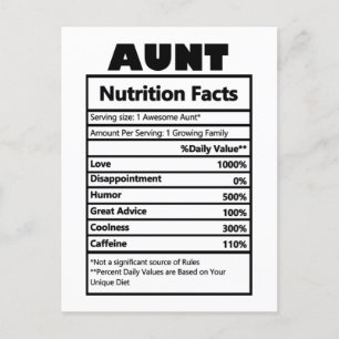Cartão postal de fatos nutricionais da tia engraça