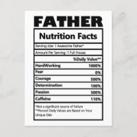 Cartão postal de fatos nutricionais do pai engraça